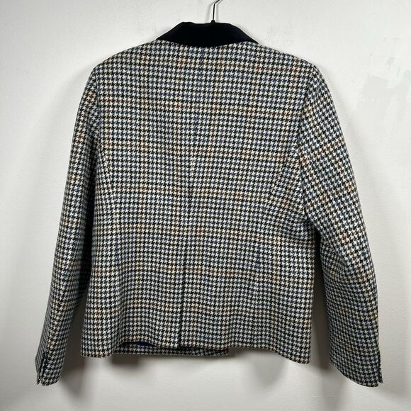 J Crew Dover Houndstooth Check Blazer Jacket Wool Velvet Collar Women’s Size 14 - Picture 5 of 8